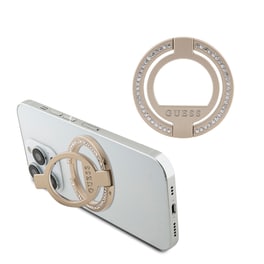 Guess Magsafe Ring Stand With Rhinestones Μοντέρνο Pop Holder Για Smartphone Σε Χρυσό Χρώμα Με Στρας
