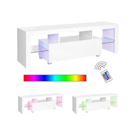 Ξύλινο Έπιπλο Τηλεόρασης Με Led Φωτισμό 140x35x45 Cm Vasagle Ltv14wt image 2