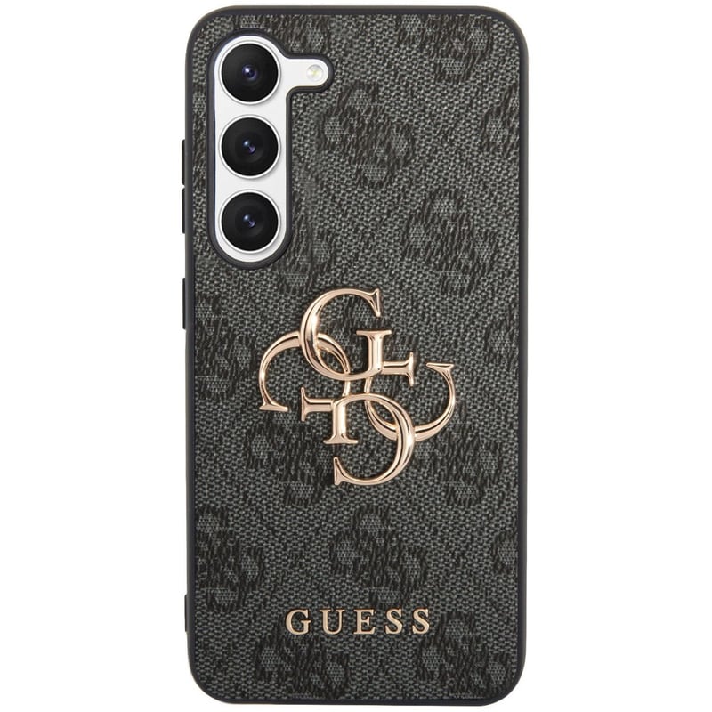 Θήκη Samsung Galaxy S23 S911 - Guess 4g Metal Logo Collection Perforated PU Leather Case - Γκρι