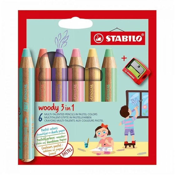 Ξυλομπογιές Stabilo Woody 3 in 1 Pastel & Ξύστρα image 0