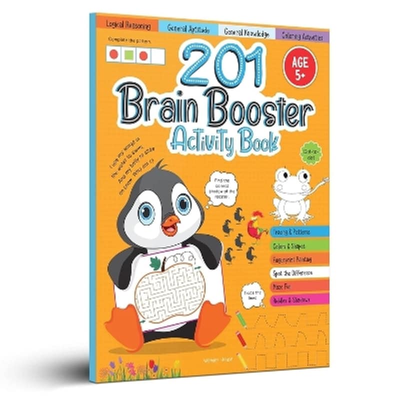 201 Brain Booster Activity Book - Fun Activities and Exercises for Children Tracing Pattern, Colors Shapes, Maze