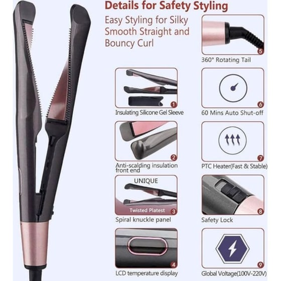 2 Σε 1 Curl & Straight Ψαλίδι Μαλλιών Γκρι image 1