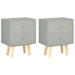 Κομοδίνο Vidaxl Από Mdf Και Μασίφ Ξύλο Πεύκου 2τμχ  40x30x50 cm - Γκρι