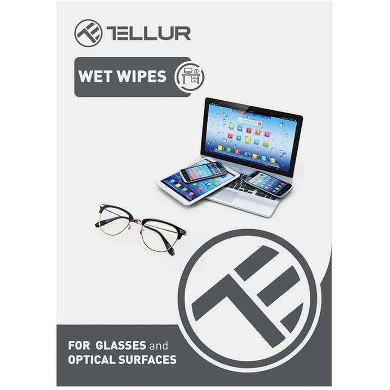 Μαντηλάκια Καθαρισμού Tellur Wet Wipes TLL491291 για Γυαλιά και Οθόνες