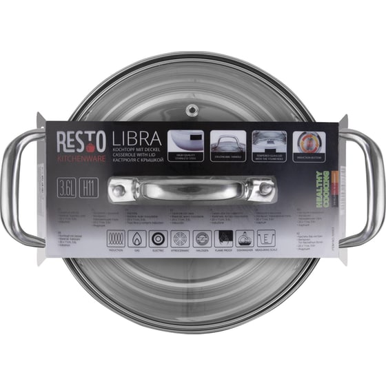 Κατσαρολάκι Ρηχό RESTO Casserole-92003 από Ανοξείδωτο Ατσάλι 20 cm 3.6 L Inox image 10