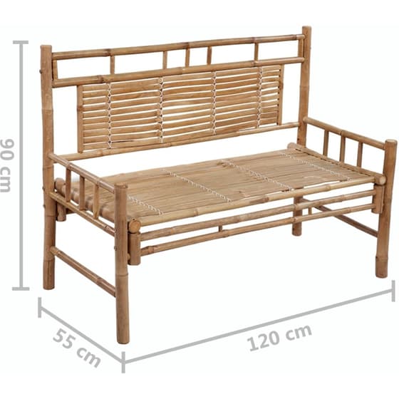 Παγκάκι Κήπου VidaXL με Μαξιλάρι από Μπαμπού 120x55x90 cm - Καφέ/Μπλε image 8