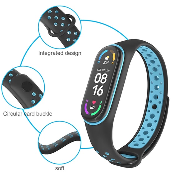 Λουράκι Sonique Σιλικόνης για Xiaomi Smart Band 7 - Μαύρο / Γαλάζιο image 1