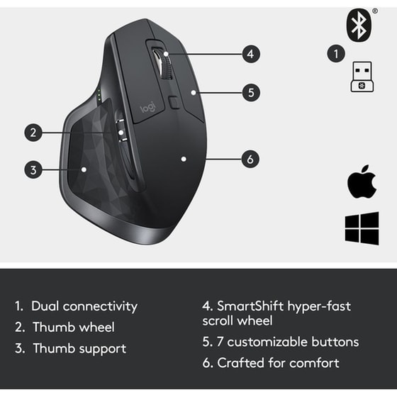 Logitech MX Master 2S Ασύρματο Ποντίκι Bluetooth - Graphite image 6