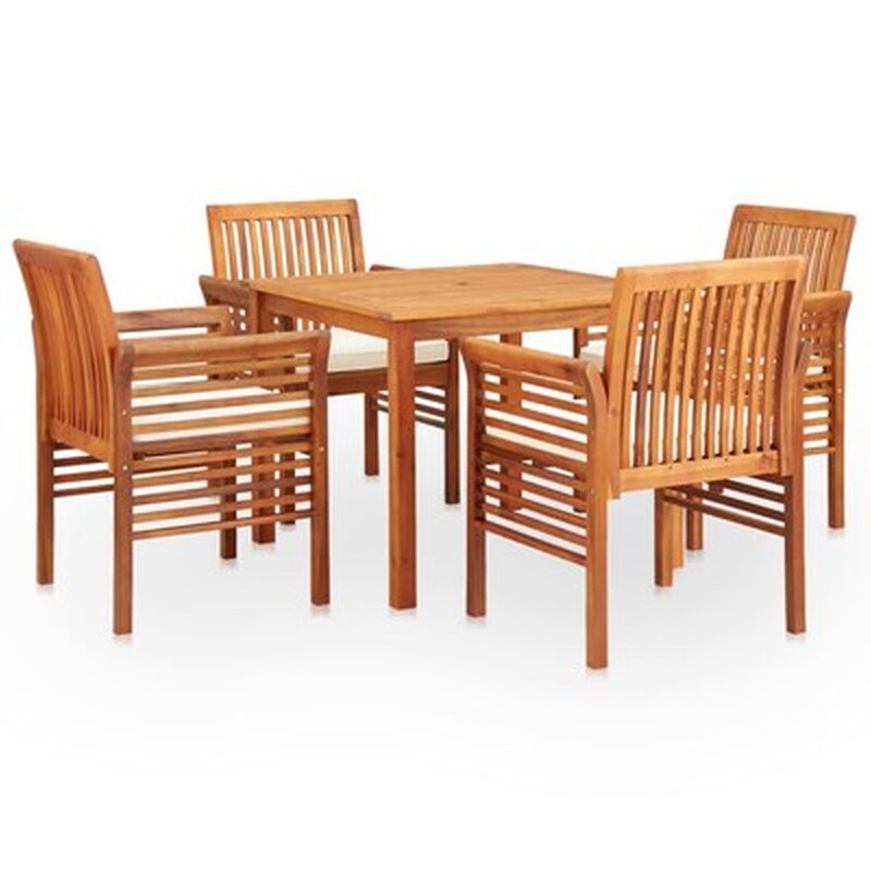 Vidaxl Σετ Τραπεζαρίας Εξ.χώρου 5 Τεμ. Μασίφ Ξύλο Ακακίας Με Μαξιλάρια