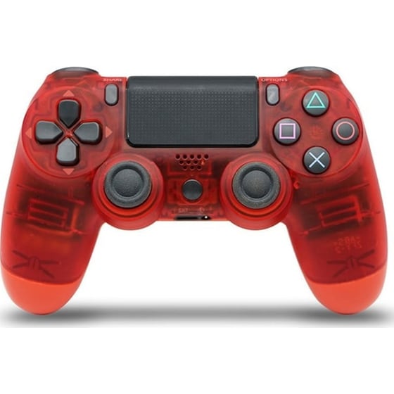 Doubleshock Gamepad Ασύρματο για PS4 με Δόνηση & Φωτισμό Κόκκινο/Διάφανο image 0