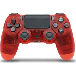 Doubleshock Gamepad Ασύρματο για PS4 με Δόνηση & Φωτισμό Κόκκινο/Διάφανο