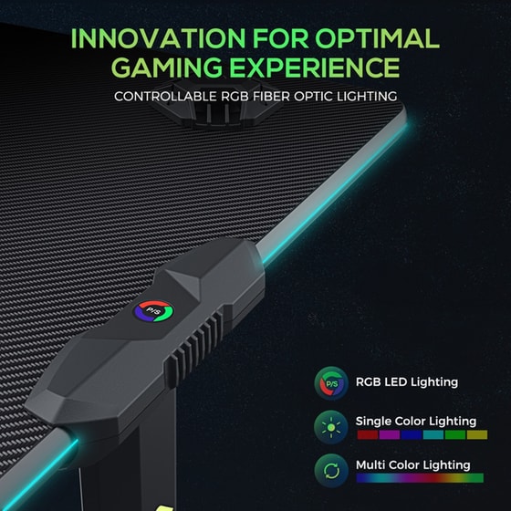 Γραφείο Gaming Eureka Ergonomic ERK-GIP-44B από Carbon Fiber 112x60cm - Μαύρο image 9