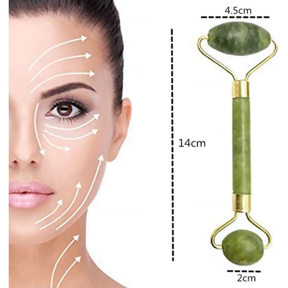 Ρολό Για Μασάζ Προσώπου Από Νεφρίτη Jade Facial Derma Roller, 13x4.5 Cm image 3