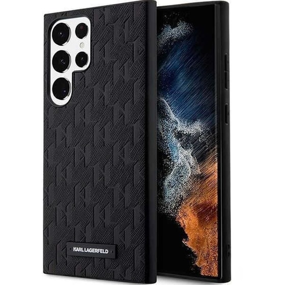 Θήκη Samsung Galaxy S23 Ultra - Karl Lagerfeld Saffiano Mono Metal Logo Σκληρή Θήκη με Επένδυση Συνθετικού Δέρματος  - Black image 0