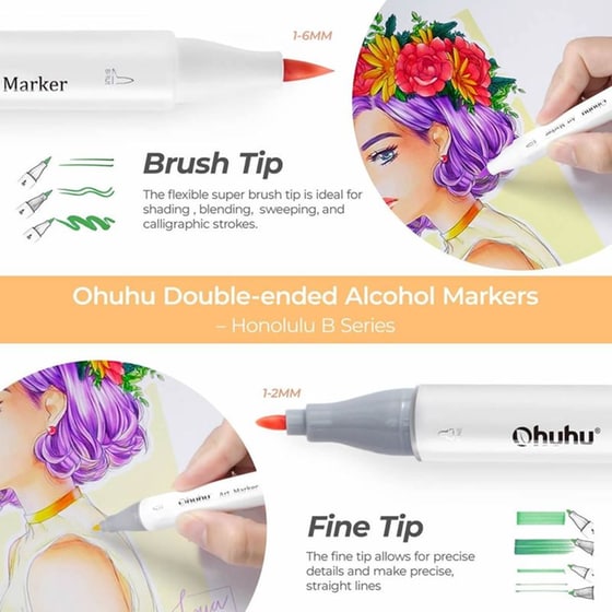 Μαρκαδόροι Σχεδίου Ohuhu&nbsp;Honolulu Διπλή&nbsp;Μύτη&nbsp;Brush & Fine&nbsp;(49 Τεμάχια) image 3