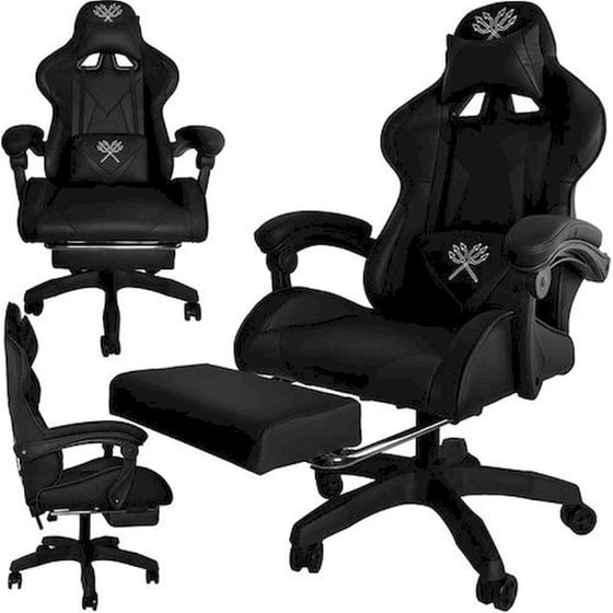 Καρέκλα Gaming Malatec 24243 με Υποπόδιο από Οικολογικό Δέρμα - Μαύρη image 1