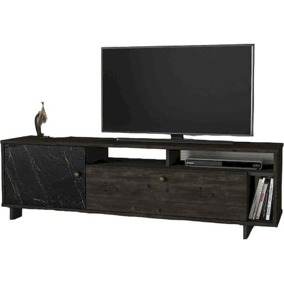 Έπιπλο Τηλεορασης Adriano από Μοριοσανίδα 140x34.8x47.4cm - Μαύρο/Καρυδί image 0