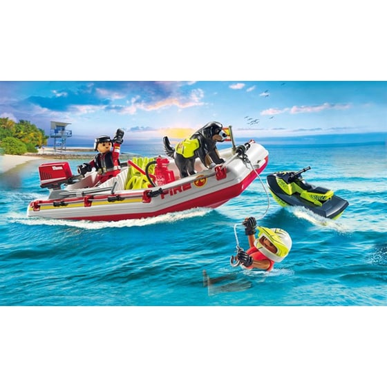 PLAYMOBIL® Action Heroes Φουσκωτό Πυροσβεστικής με Θαλάσσιο Scooter (71464) image 1