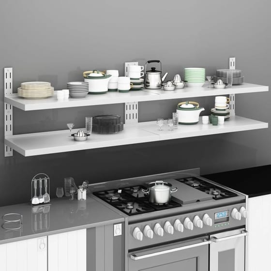 Ράφια Τοίχου VidaXL από  Ανοξείδωτο Ατσάλι 200x30 cm 2 Τμχ - Ασημί/Λευκό image 1