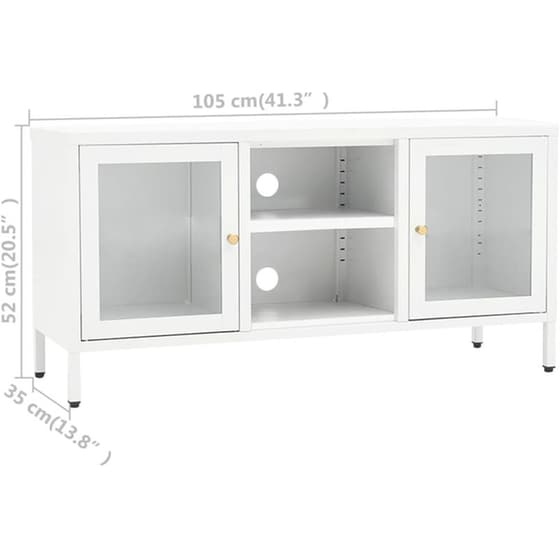Έπιπλο Τηλεόρασης VidaXL Ατσάλι Και Γυαλί 105x35x52cm - Λευκό image 9