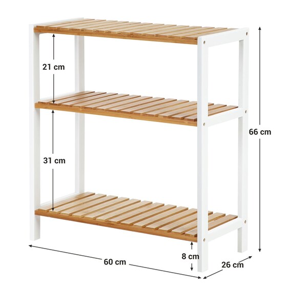 Ραφιέρα Songmics Bcb33wn από Bamboo/Μέταλλο 60x26x66cm - Καφέ/Λευκό image 5