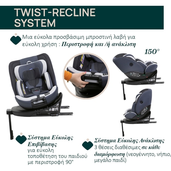 Chicco Βρεφικό/ Παιδικό Κάθισμα Αυτοκινήτου Everone i-Size για Παιδί 40-150 cm Ασημί - Μπλε image 2