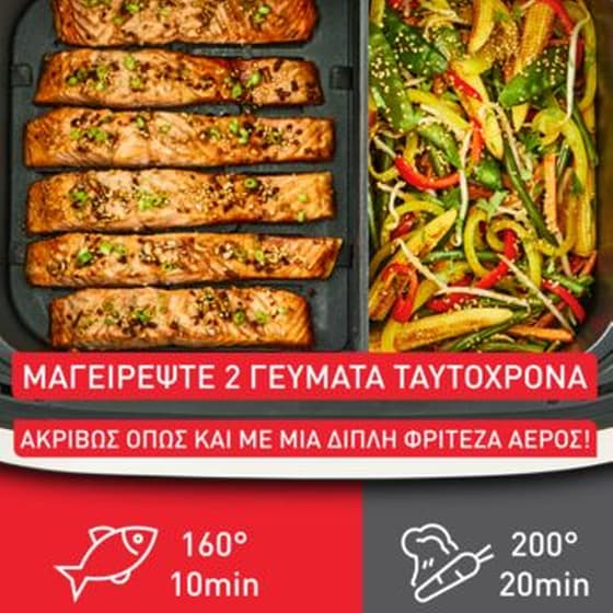 TEFAL EY922D DUAL EASY FRY FLEX με Αποσπώμενο Κάδο 9 L Ασημί/Μαύρο Φριτέζα Αέρος image 4