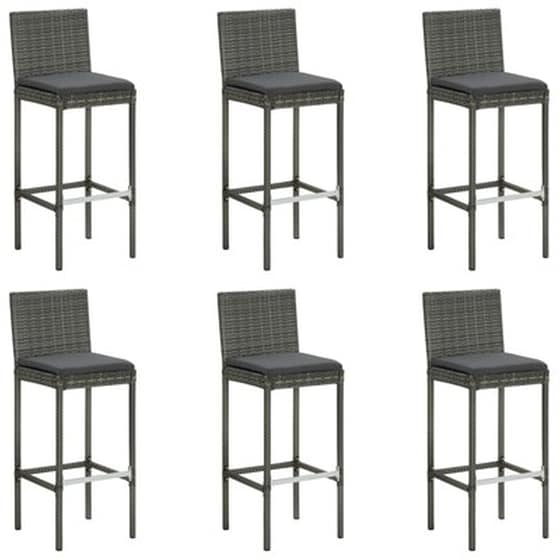 Vidaxl Σετ Επίπλων Μπαρ Κήπου 7 Τεμ. Γκρι Συνθετικό Ρατάν Με Μαξιλάρια image 5
