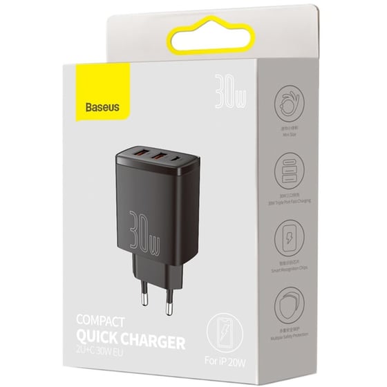 Φορτιστής Πρίζας Baseus CCXJ-E01 Usb-C/2xUsb 30W - Black image 11