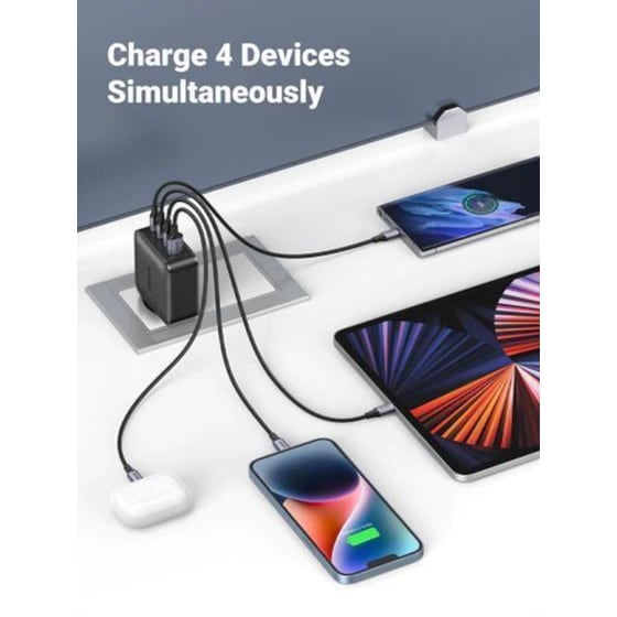 Φορτιστής Πρίζας Ugreen Gan Fast, 1x USB-A, 3x USB-C 65W - Black image 3