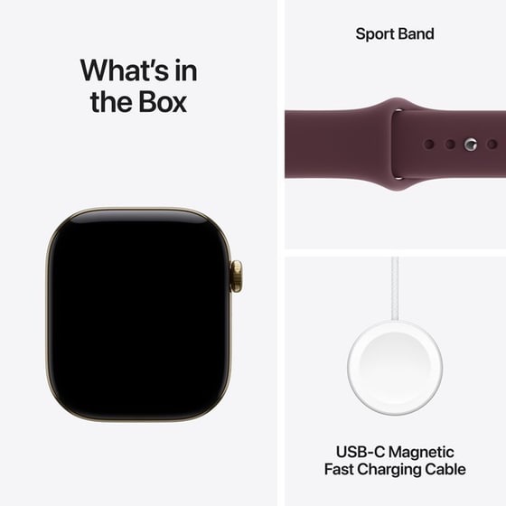 Apple Watch Series 12 GPS + Cellular 42mm Radiant Gold Titanium Case with Burgundy Sport Band - M/L image 6