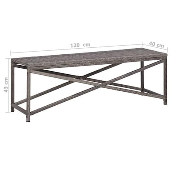 Πάγκος Κήπου VidaXL από Συνθετικό Ρατάν 120x40x43cm - Γκρι image 4