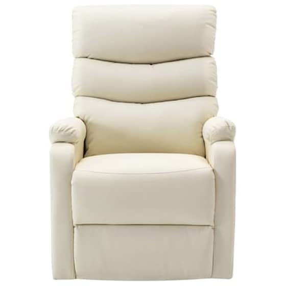 Vidaxl Πολυθρόνα Μασάζ Ανακλινόμενη Με Ανύψωση Λευκό Κρεμ Συνθ. Δέρμα image 4