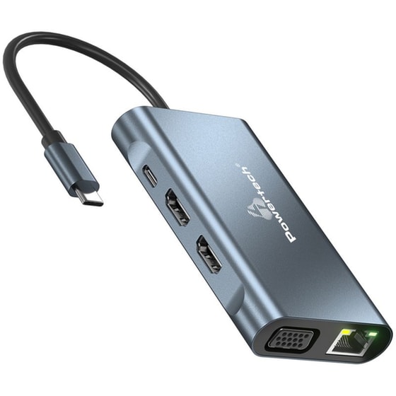 Docking Station Powertech  BYL-2311 8 Θυρών με  USB-C 100W - Γκρι image 2