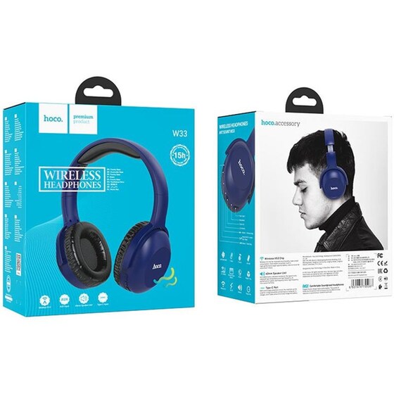 Hoco W33 Art Sound Ασύρματα Ακουστικά Κεφαλής - Μπλε image 3