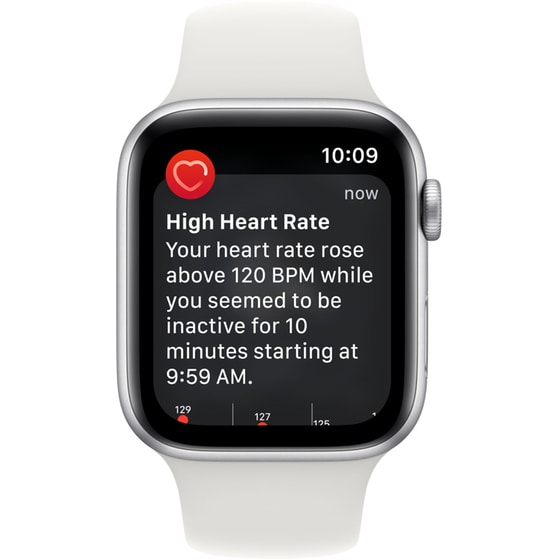 Apple Watch SE Silver Aluminium 44mm GPS - White Sport Band Regular image 4