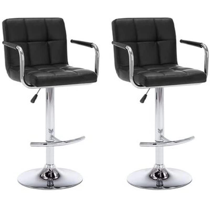 Σκαμπό Μπαρ Vidaxl Από Συνθετικό Δέρμα 2 Τμχ - Μαύρα VIDAXL