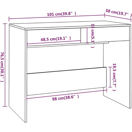 Γραφείο VidaXL από Επεξεργασμένο Ξύλο 101x50x76,5 cm - Γκρι Σκυροδέματος image 6