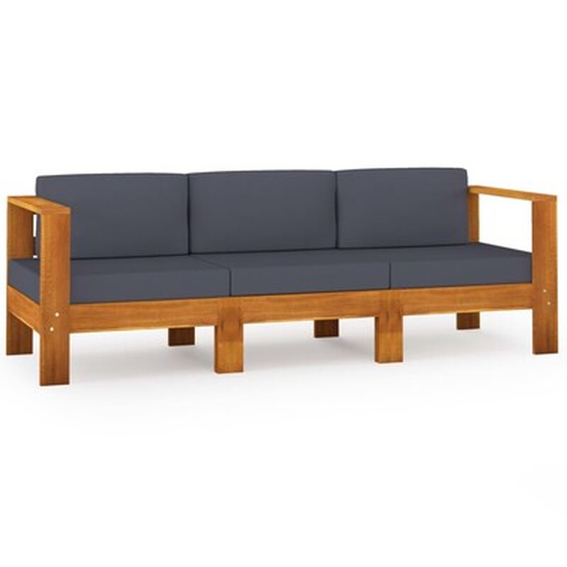 Καναπές Κήπου VidaXL Τριθέσιος από Μασίφ Ξύλο Ακακίας - Γκρι VIDAXL