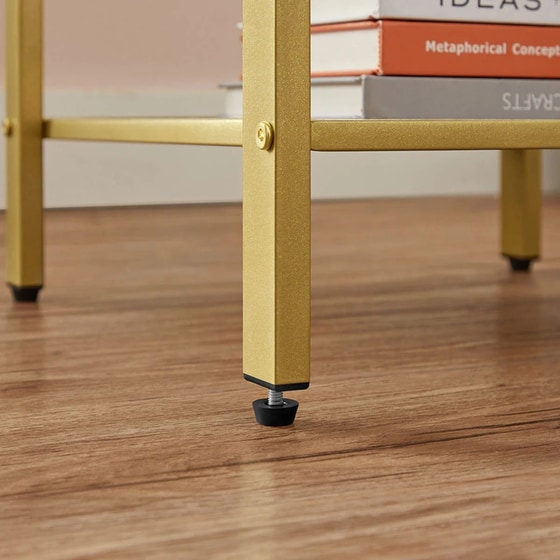 Κομοδίνο με Ράφι και Συρτάρι Vasagle από Μέταλλο/Μαριοσανίδα Let512a10 40x40x55 - Λευκό/Χρυσό image 3