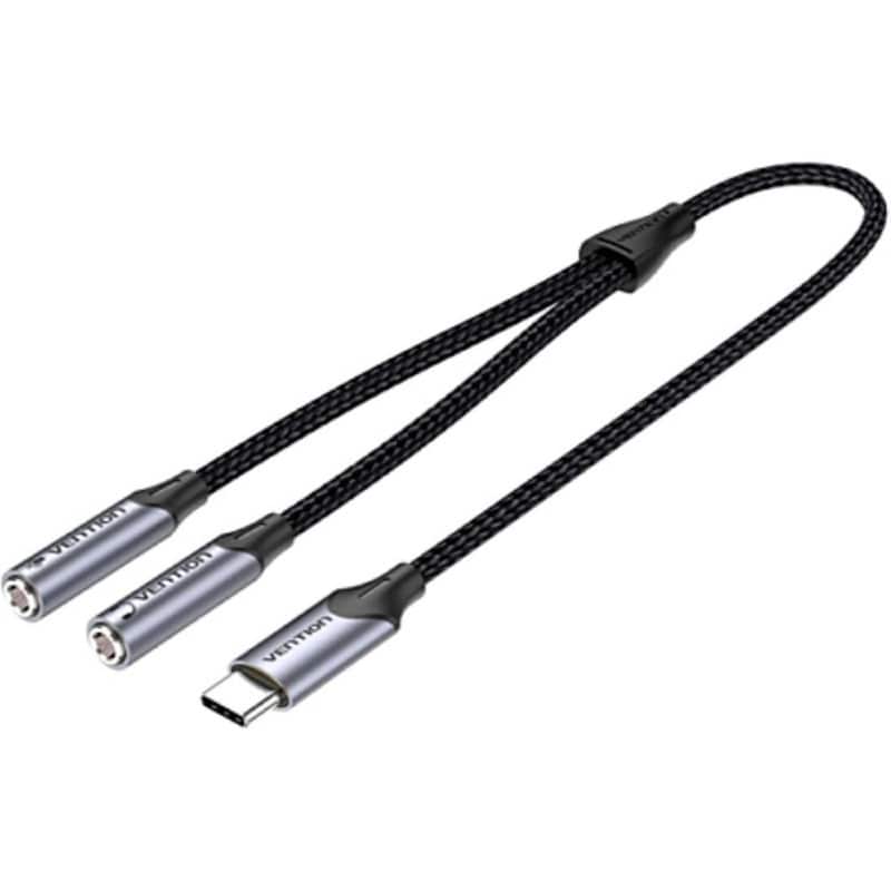 VENTION Type-C Male to TRS Audio Mic Splitter 0.3M Gray Aluminum Alloy Type (BGPHY) (VENBGPHY)