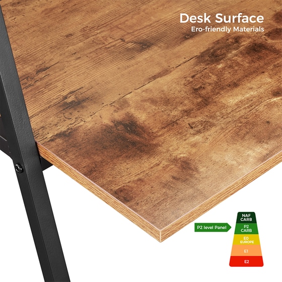 Γραφείο Βιβλιοθήκη Eureka Ergonomic από Μοριοσανίδα 120x57.7cm - Καφέ image 4