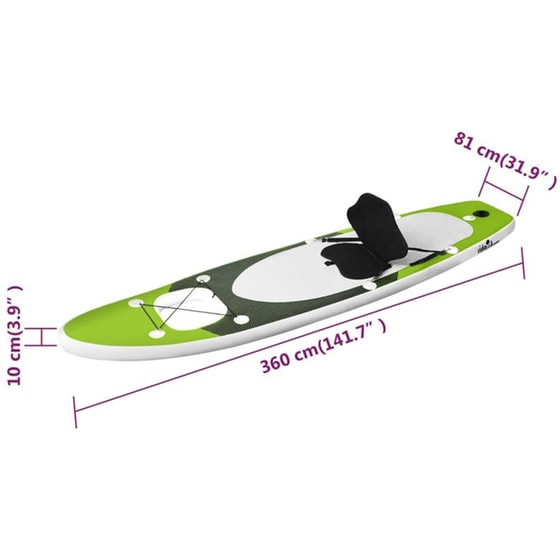 Φουσκωτή Σανίδα SUP VidaXL 360x81 cm - Πράσινη image 11