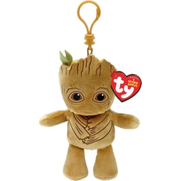 Λούτρινο TY Beanie Babies Χνουδωτό Marvel Groot με Κλιπ Καφέ (8.5cm)