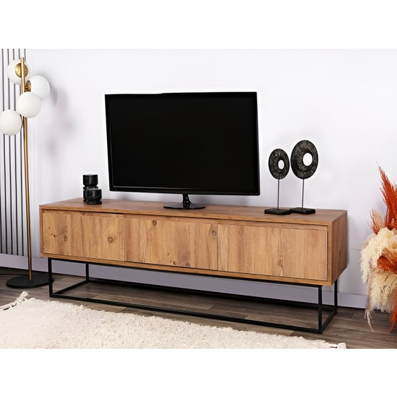 Έπιπλo Τηλεόρασης Lupo από Μοριοσανίδα 180x40x50cm - Καρυδί/Μαύρο image 1