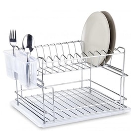 Tekno-tel Πιατοθήκη Στεγνωτήριο Αποσπώμενο Inox 37x30x24cm 2όροφο Βάρος 1.5kg 13 Θέσεις Πιάτων