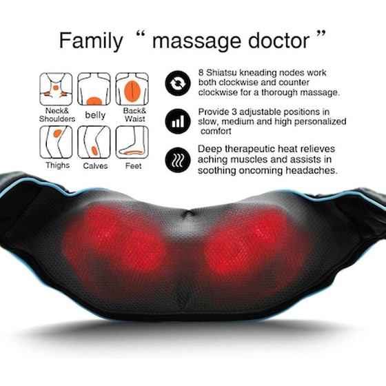 Συσκευή Μασάζ Shiatsu Με 8 Κυλίνδρους 3d Μαξιλάρι Υπέρυθρης Θερμότητας Songen image 2