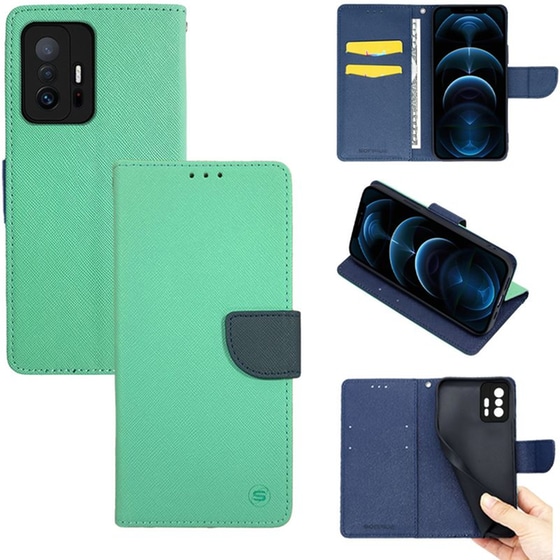 Θήκη Xiaomi Xiaomi 11T/Xiaomi 11T Pro - Sonique Trend Book - Βεραμάν/ Σκούρο Μπλε image 0