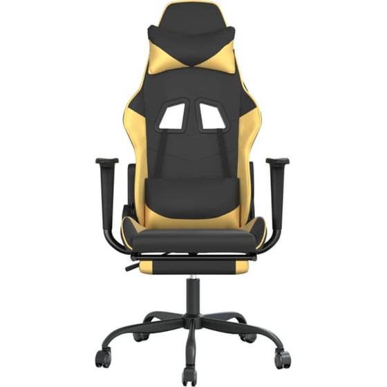 Καρέκλα Gaming VIDAXL 3143655 με Υποπόδιο από Τεχνητό Δέρμα - Μαύρο image 2