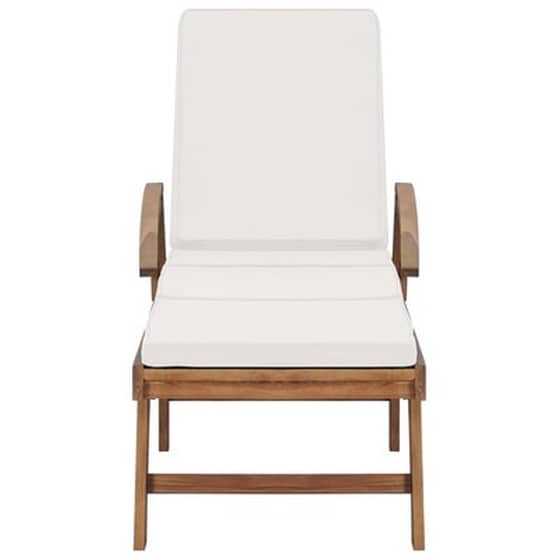Ξαπλώστρα VidaXL με Μαξιλάρι από Μασίφ Ξύλο Teak 195x59.5 cm - Κρεμ image 2
